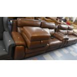 A Modern Upholstered Electrically Operated Recliner Settee and Matching Box Footstool
