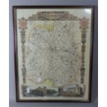 A Framed Map of Shropshire, 23cm Wide