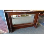 An Edwardian Mahogany Sideboard Mirror with Reeded Pilasters, 145cm Wide