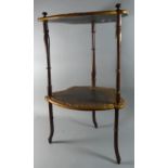 An Italian Two Tier Shaped Occasional Whatnot with Gilt and Transfer Print Decorated, 47cm Wide