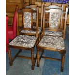 A Set of Mid 20th Century Oak Framed Tapestry Upholstered Dining Chairs