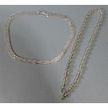 An Italian Silver Chain Mail Necklace Together with One Other, 57.8g