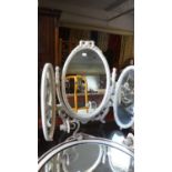 A Gilt and Cream Triple Dressing Table Mirror, 56cm high