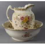 An Edwardian Floral Pattern Toilet Jug and Bowl Set