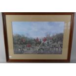 A Framed Print Depicting Hunting Scene, 60cm Wide