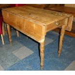 A Late 19th Century Plank Topped Drop Leaf Pembroke Table with Single Drawer, 107cm Wide