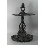 A Reproduction Cast Metal Stick Stand with Removable Drip Tray, 65cm High