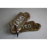 Two Reproduction Cast Metal Art Nouveau Signs, 18.5cm Long (Plus VAT)