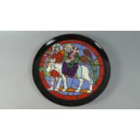 A Poole Pottery Cathedral Plate 'The Flight into Egypt', designed by Tony Morris in a Limited