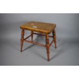 A Late 19th/Early 20th Century Rectangular Topped Stool with Turned Supports, 31cm Wide