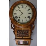 A Late 19th Century Inlaid Drop Dial American Wall Clock with Paper Label Inscribed "Jerome & Co.'