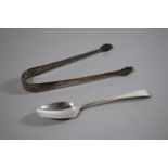 A Georgian Silver Sugar Bow, London 1805 and a Georgian Silver Teaspoon by Richard Crossley,