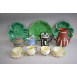 A Belleek Cream Jug and Matching Sugar Bowl Together with Pair of Cups and Saucers (One Cup AF)