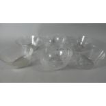 A Pair of Finely Engraved Early 19th Century Glass Finger Bowls (13cm Diameter) and Four Plain