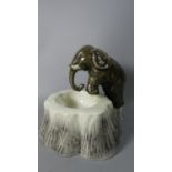 A Mid 20th Century Czechoslovakian Glazed Ceramic Ashtray/Bowl in the Form of an Elephant Climbing