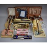 A Collection of Various Boxed and Loose Cutlery and Cruets to also Include a Silver Handled Cake