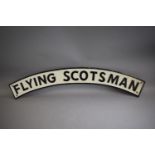 A Large Reproduction Cast Metal Black and White Flying Scotsman Locomotive Plate, 90cm Wide(Plus