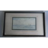 A Small Framed Naive Watercolour, Fishing Barges at Sea, Signed J Brett, 26cm x 14cm