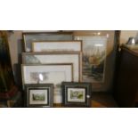 A Collection of Seven Various Watercolours and a Pair of Miniature Gouaches by Ken Taylor "