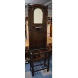 A Narrow Edwardian Oak Hall Stand, 51cms Wide