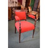 A 19th Century Mahogany Framed Armchairs with Upholstered Arm Rests