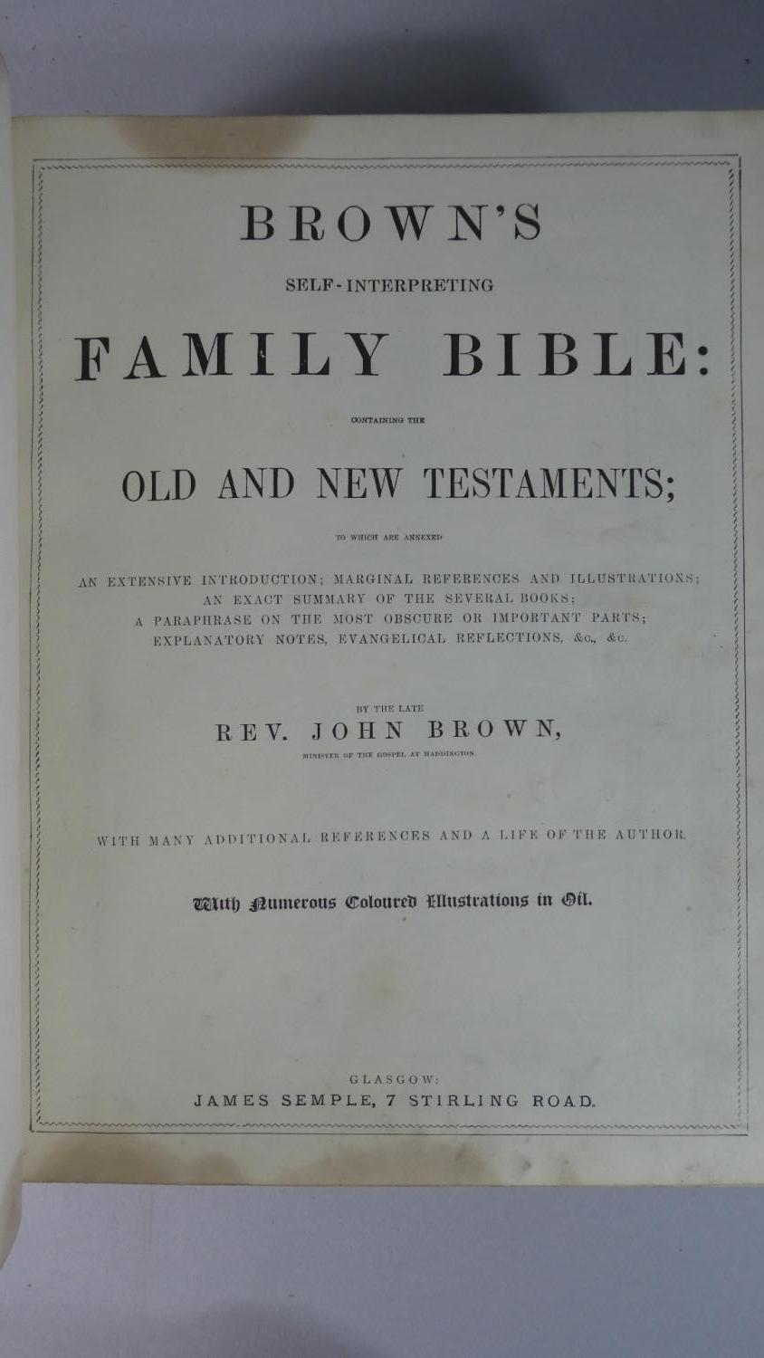 A 19th Century Tooled Leather Bound and Metal Clasped John Brown's Self Interpreting Family Bible - Image 2 of 2