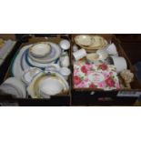 Two Boxes of Ceramics to Include Grindley Fruit Set, Coalport Indian Tree, Six Leonardo Mugs,
