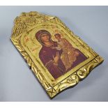 A Reproduction Byzantine Icon of Madonna and Child with Carved Double Headed Eagle Decoration,
