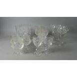 A Collection of Various Cut Glass Wines, Champagnes and Brandy Balloons (21)