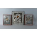 A Pair of Greek 950 Silver Wooden Framed Reproduction Byzantine Icons Depicting Virgin Mary and