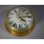 A Circular Brass Framed Wall Mounting Ship's Clock, Movement in Need of Attention, 25cm Diameter