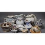 A Quantity of 19th Century Ceramics to Include Jugs, Footed Bowls, Porcelain Candle Stick, Sugar
