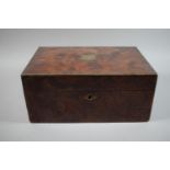 A 19th Century Burr Walnut Work Box, Missing Front Escutcheon, 33cm Wide