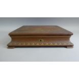 A Vintage Tooled Leather Writing Box with Hinged Lid to Fitted Interior, Removable Trays, Two