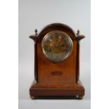 An Edwardian Inlaid Mahogany Mantle Clock with Junghans 8 Day Movement, 32cm high, Working Order