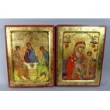 A Collection of Two Reproduction Byzantine Icons, with Certificates to Back, both 23.5cm Wide and