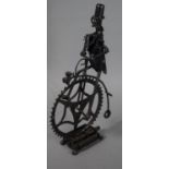 A Novelty Metal Figure of A Victorian Monocled Man Mounted on Penny-Farthing Formed Out of Bicycle
