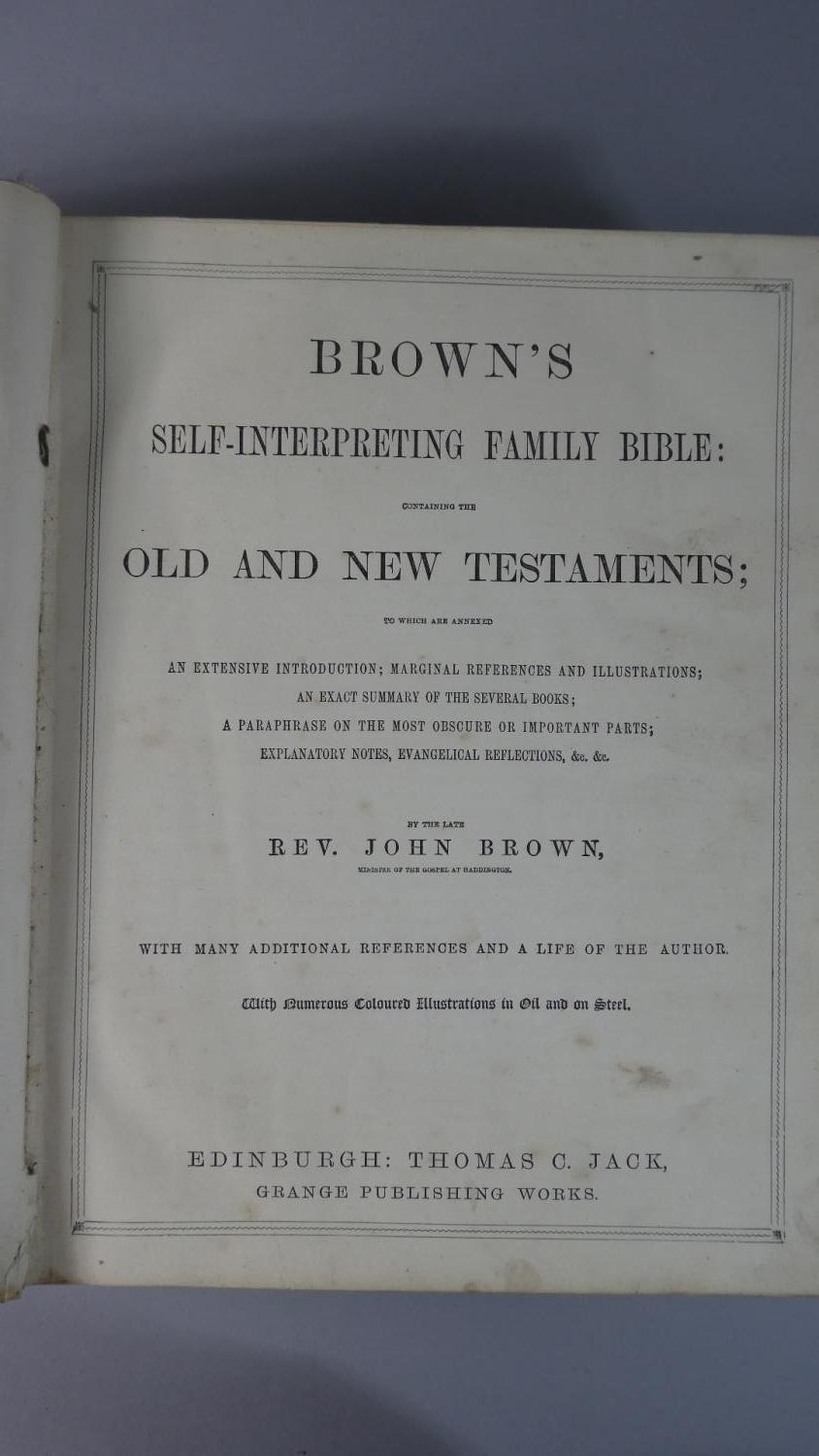 A 19th Century Self-interpreting Family Bible by Rev. John Brown, Published by Thomas C. Jack, - Image 5 of 6