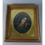 A Late 19th/Early Century Gilt Framed Italian Roman Catholic oileograph on Canvas Depicting Mater