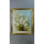A Gilt Framed Oil on Canvas, Still Life, Vase of Flowers, 59.5cm x 49.5cms