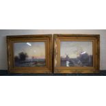 Two Late 19th/Early 20th Century Gilt Framed English School Water Colours of Rural Scenes, 62cm Wide