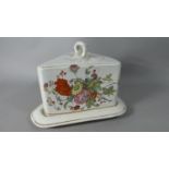 A Large 19th Century Cheese Dish and Cover with Transfer Printed Floral Decoration