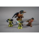 A Beswick Kingfisher, No.2371 (Chip to Base) Together with Two Beswick Blue Tits and a Beswick