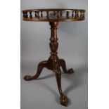 A Reproduction Mahogany Circular Topped and Galleried Tripod Table with Claw Feet, 45cm Diameter