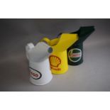 Three Reproduction Decorative One Litre Oil Jugs for ESSO, Shell and Castrol (Plus VAT)