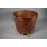 A Copper Coal Bucket with Brass Handles and Three Brass Claw Feet, 35cm Diameter