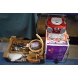 A Box of Kitchen Wares and Cutlery, Steam Cleaner, CD Player and Pond Pump