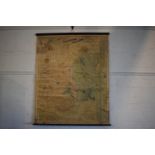 A Vintage Wall Hanging Map "Bacon's New Survey Map of Staffordshire" 93cm Wide