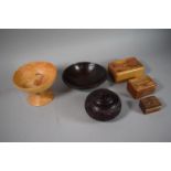 A Collection of Treen to Include Signed Bowl in Masur Birch by Pete Young, a Polished Example Two