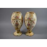 A Pair of Crown Devon Blush Ivory Ovoid Vases, 27.5cm High